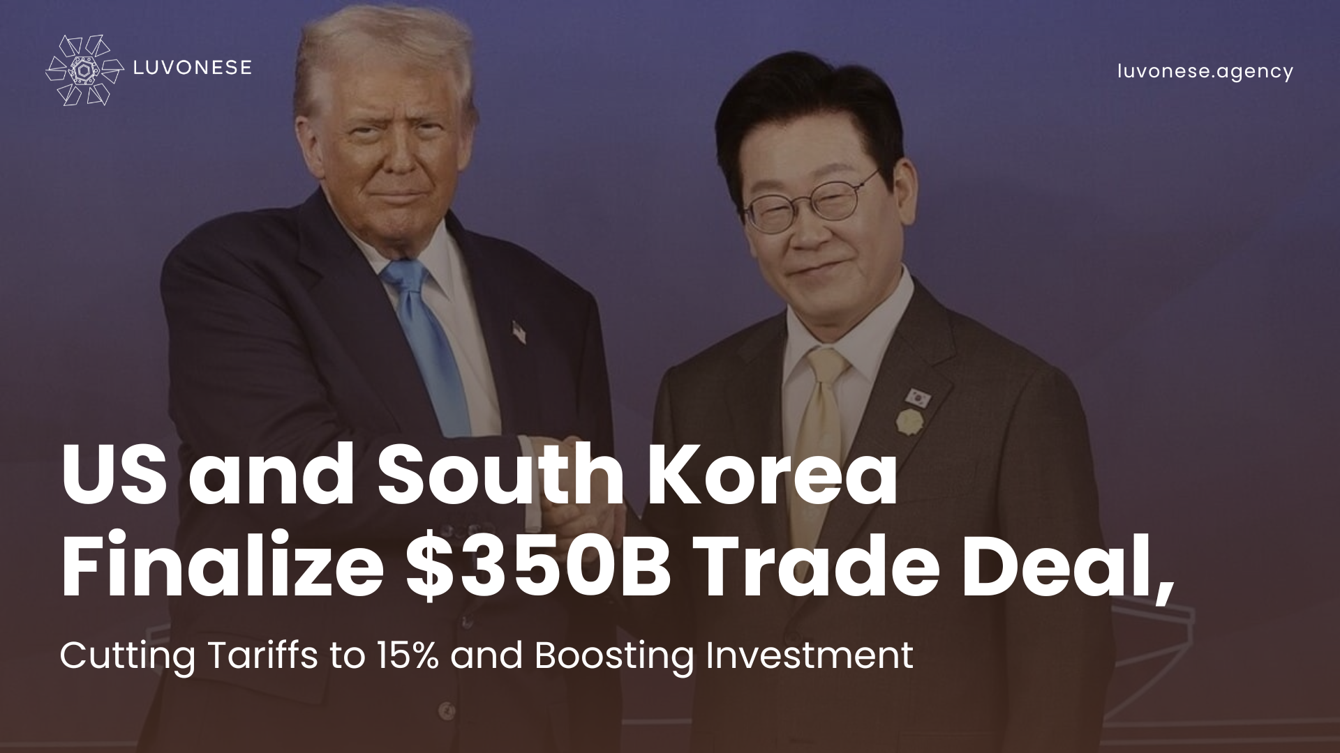 image showing Trump and Lee Jae Myung shaking hand after trade deal